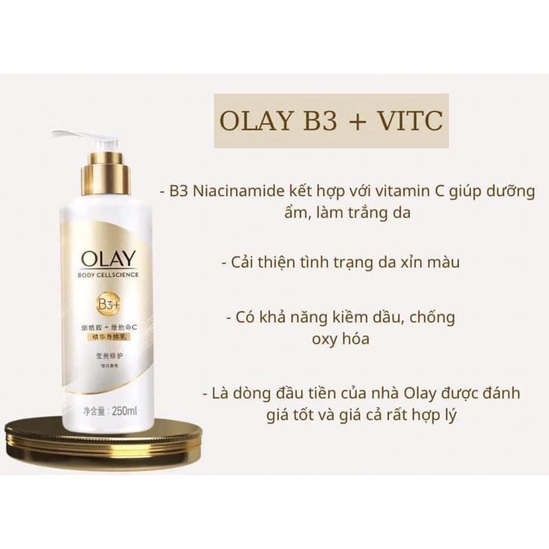Dưỡng thể trắng da LOTION OLAY B3 + VITAMIN C RETINOL bản Trung 250ml