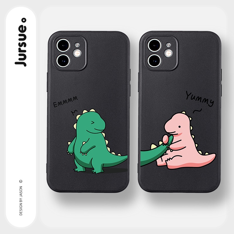 Ốp lưng JURSUE mềm hoạt hình cặp đôi dễ thương đẹp cho iPhone 13 12 11 Pro Max SE 2020 X XR XS ip 8 7 6 6S Plus kute Y12