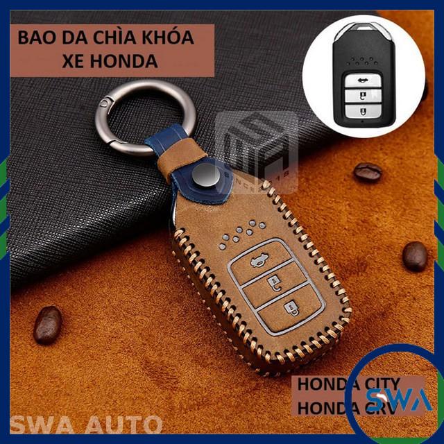 Bao da chìa khóa Honda City, CRV, HRV da thật crazy horse tự lành vết xước, bao hand made kèm móc khóa, SWA AUTO