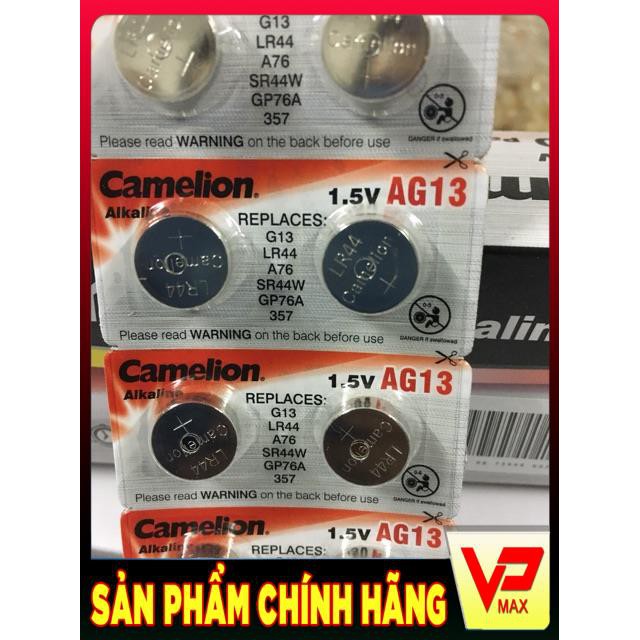Vỉ 10 viên pin nút áo 1.5V Camelion AG13, LR44, A76, SR44W, GP76A, 357 L1154F L1154 cho điện thoại, đồng hồ, máy tính, đ