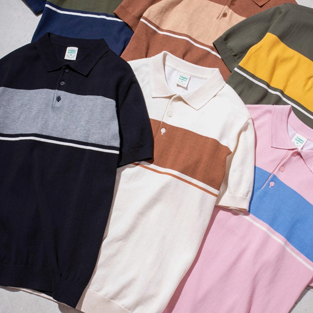 Áo polo nam ngắn tay HB chất liệu len dệt phối màu sọc ngang | KATUS STORE 00601