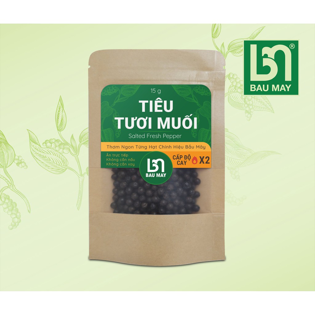 Tiêu Tươi Muối Bầu Mây 15g hạt tiêu Kích thích vị giác, giúp ăn ngon miệng hơn, cải thiện chức năng của hệ tiêu hoá