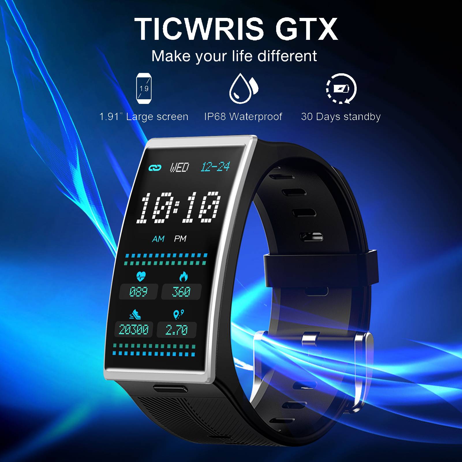 TICWRIS DTX Smartwatch Đồng Hồ Thông Minh Xx Chống Nước Ip68 Kết Nối Bluetooth 5.0