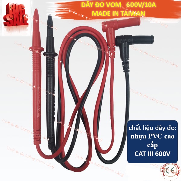 Dây đo đồng hồ vạn năng cao cấp 600V/10A - Made in Taiwan