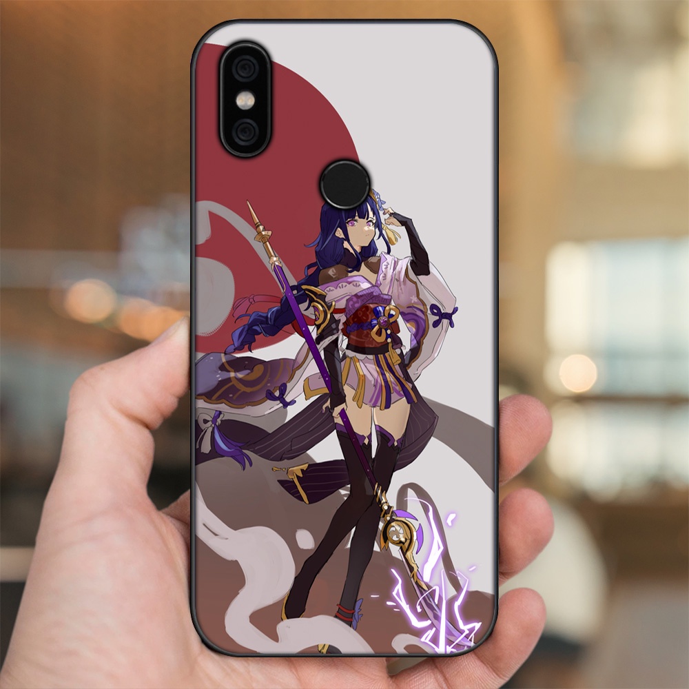 Ốp lưng Xiaomi Mi A2, Redmi 6X viền đen in hình Raiden Shogun Genshin Impact