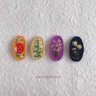 Kẹp tóc len thêu hoa handmade len milk cotton cute cho mẹ và bé