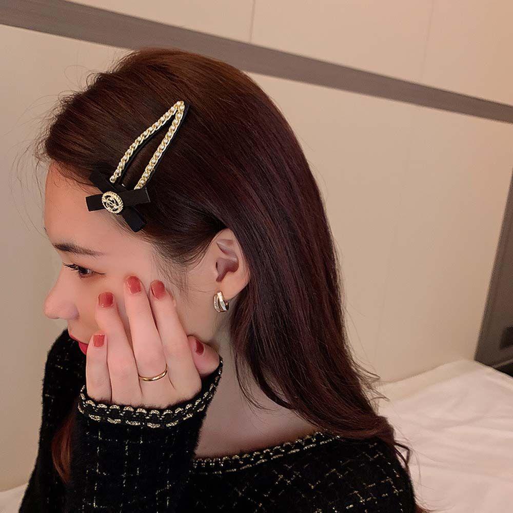 Kẹp Tóc Nơ Đen Kiểu Hình Học Thanh Lịch WMES15H Cho Nữ