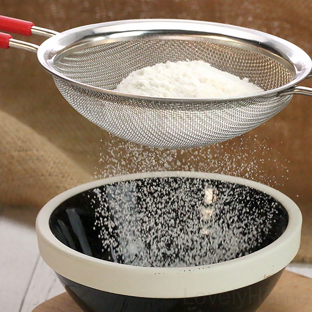 Rây lọc bột/cà phê/trứng bằng thép không gỉ 2 lớp có tay cầm dài tiện dụng cho nhà bếp