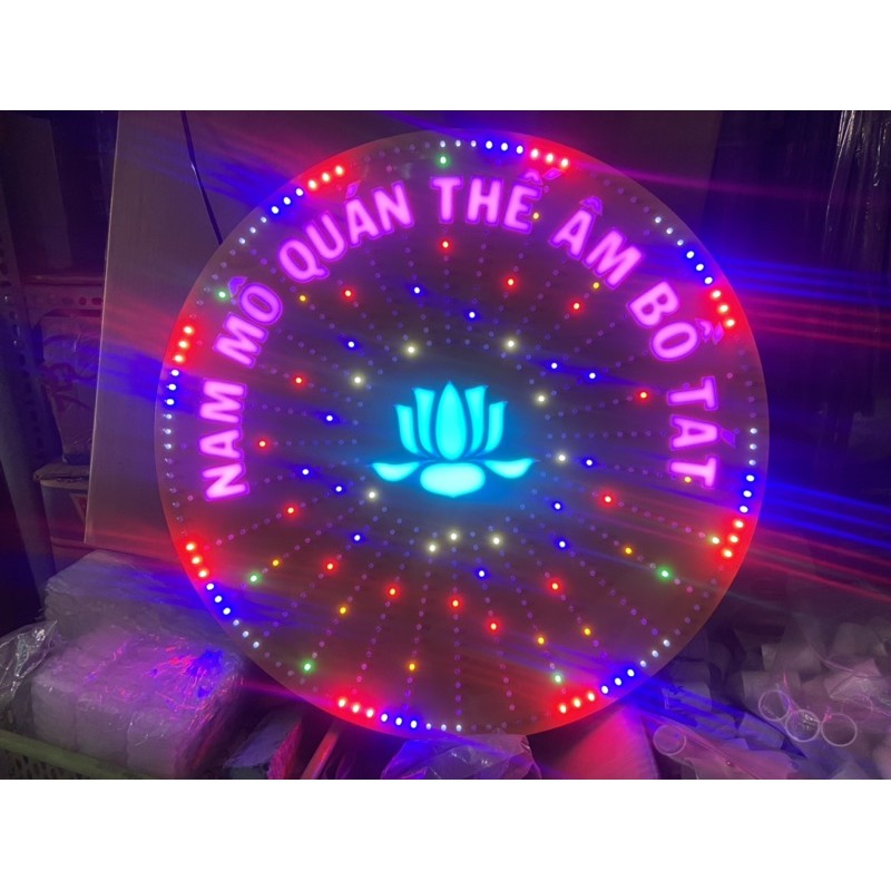 Đèn thờ Hào Quang Mica Led 32 tia 6T(6 tấc - 60cm) -  Nam mô quan thế âm bồ tát - giá xưởng, siêu sáng, nhẹ bền