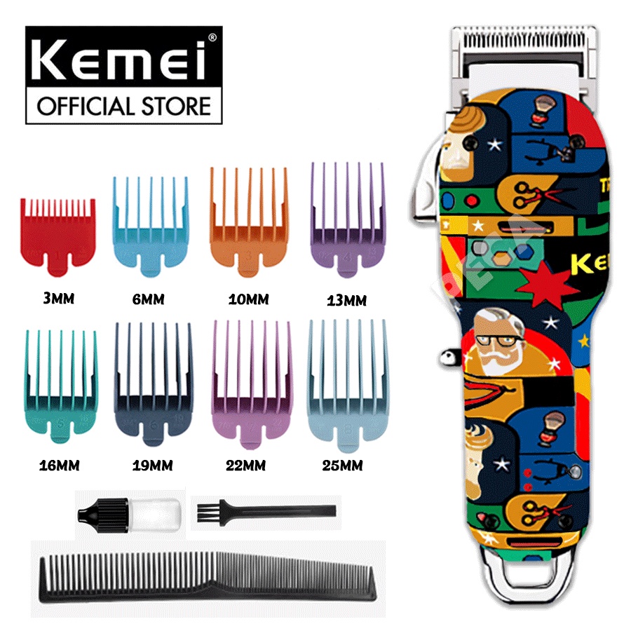 Tông đơ cắt tóc không dây KEMEI KM-MAX2092 công suất mạnh sạc USB nhanh pin trâu 3h kèm 8 cữ lược căn độ dài- chính hãng