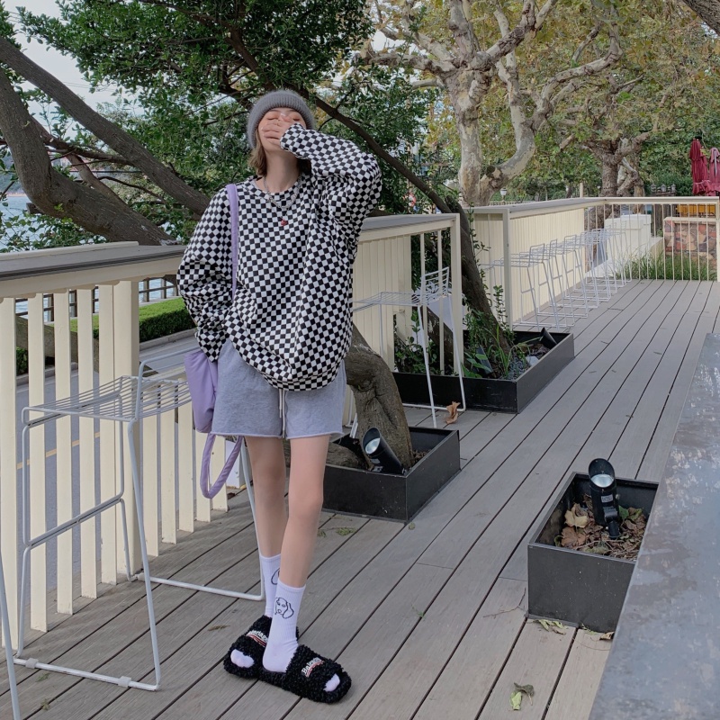 Đầm Thun Tay Dài Cổ Tròn Họa Tiết Kẻ Sọc Thời Trang Thu Đông Dành Cho Nữ