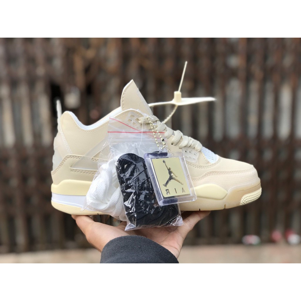 Giày Air Jordan 4 off white sail màu kem  Giày thể thao JD4 nam nữ mới nhất 2021