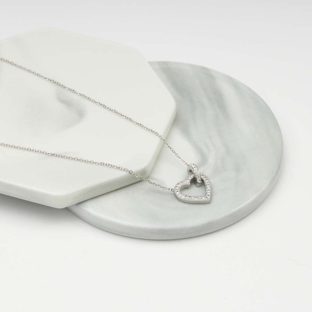 Dây chuyền nữ CDE Heart Lock Jewelry Stone Silver CDE6021