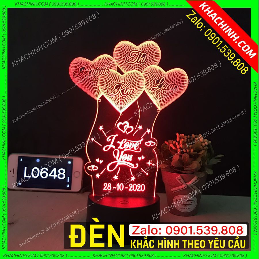 Đèn ngủ led Quà Tặng Tình Yêu I LOVE YOU ( L0648 -R) - Thiết kế & khắc hình theo yêu cầu - Quà tặng doanh nghiệp , …