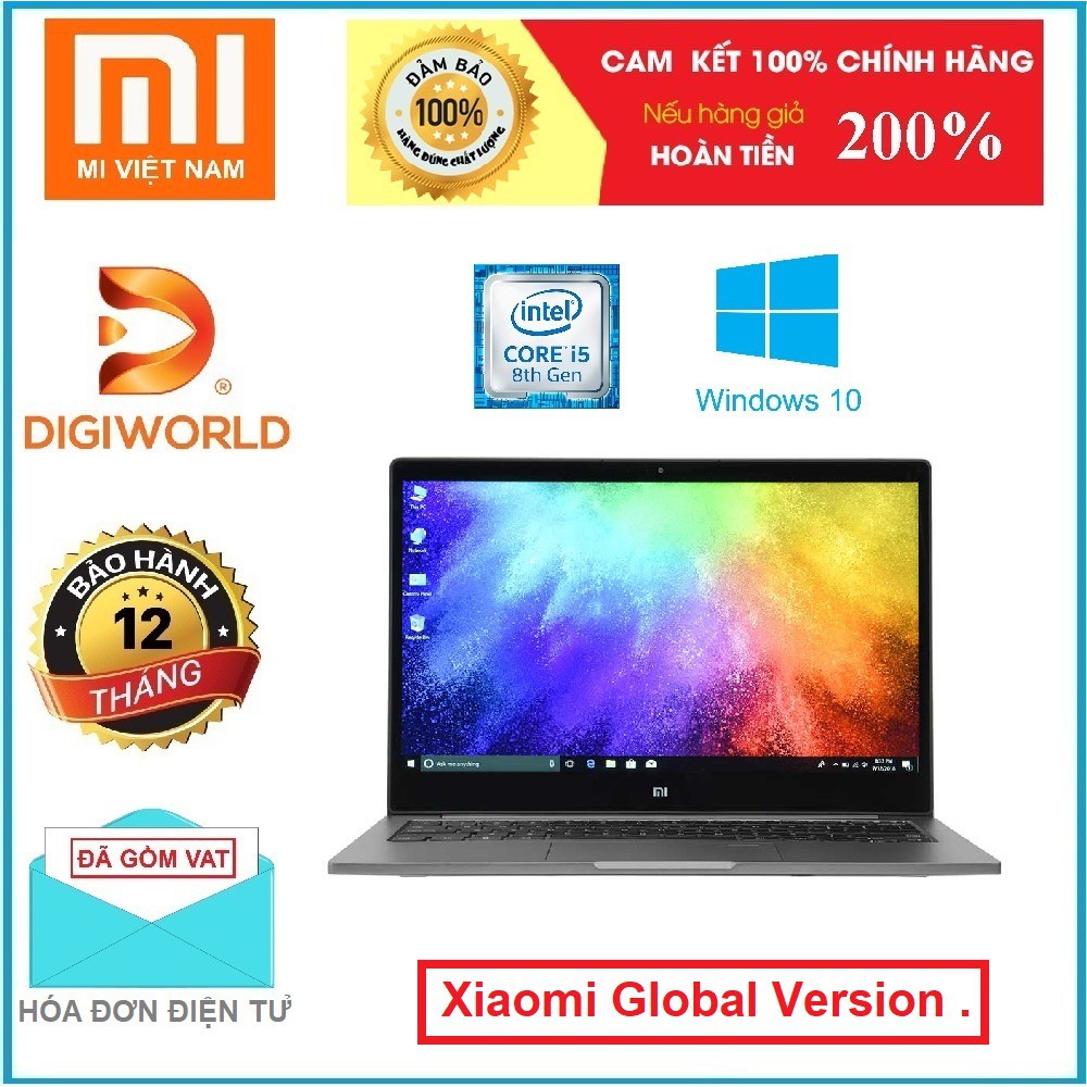 Laptop XIAOMI MI LAPTOP AIR 13.3 i5 8250U 8GB/256GB SSD, JYU4063GL Bản Quốc tế- Hàng DigiWolrd