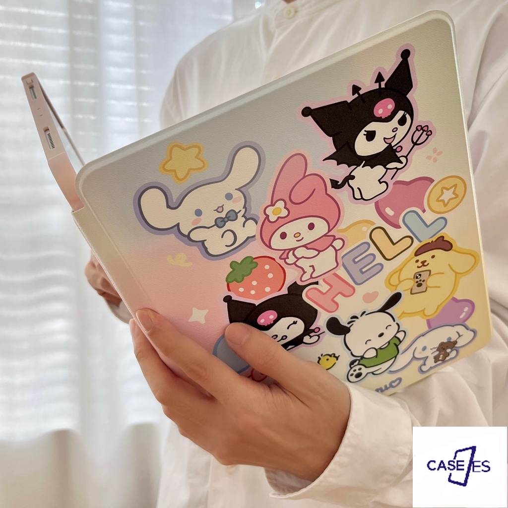 SANRIO Ốp Máy Tính Bảng Silicon Có Vòng Xoay Cho iPad 2019 10.2 air 4 10.9 9.7 Inch Pro 11 18 8th Gen 17