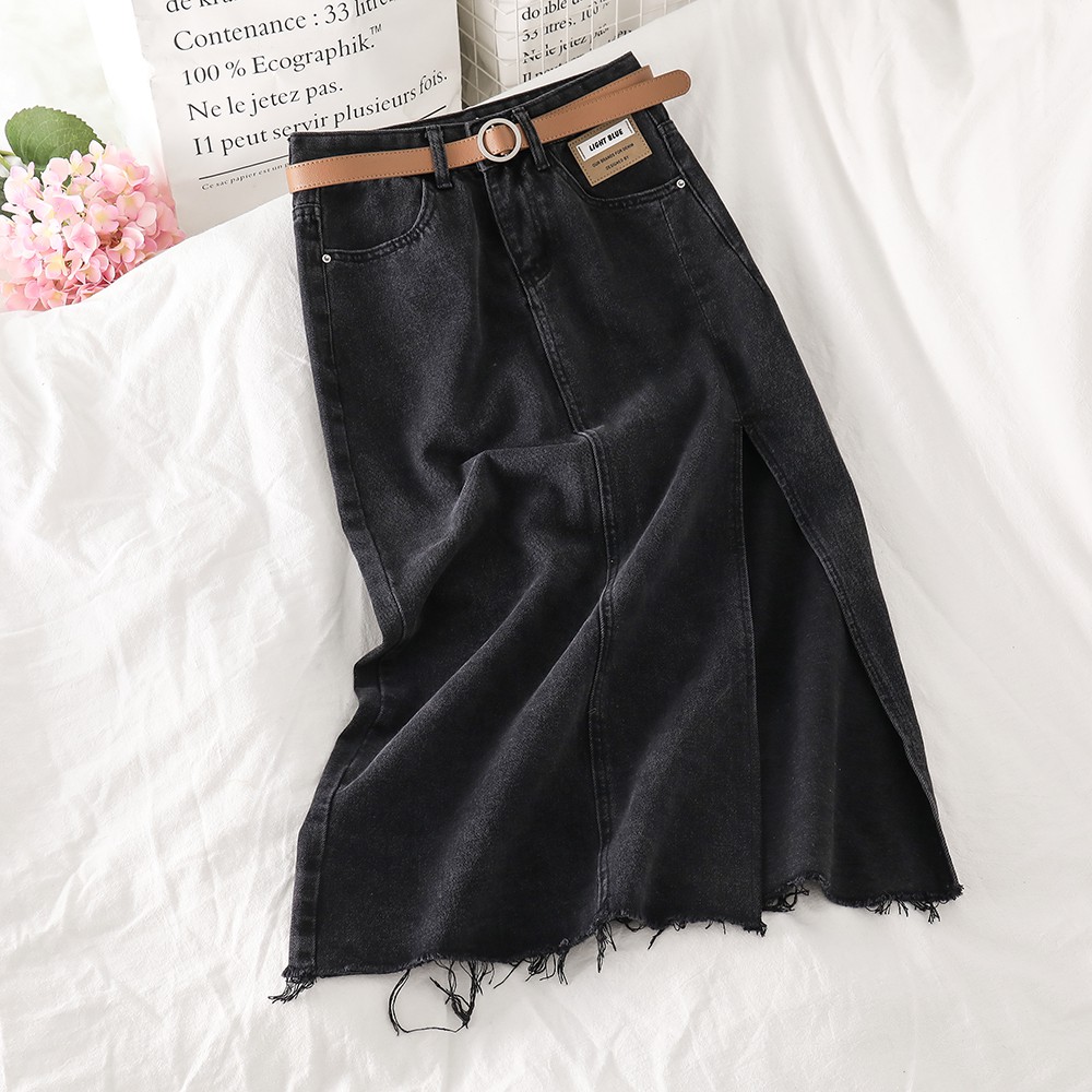 NUZIRO  Chân váy jeans  chữ a thời trang quyến rũ cho nữ
