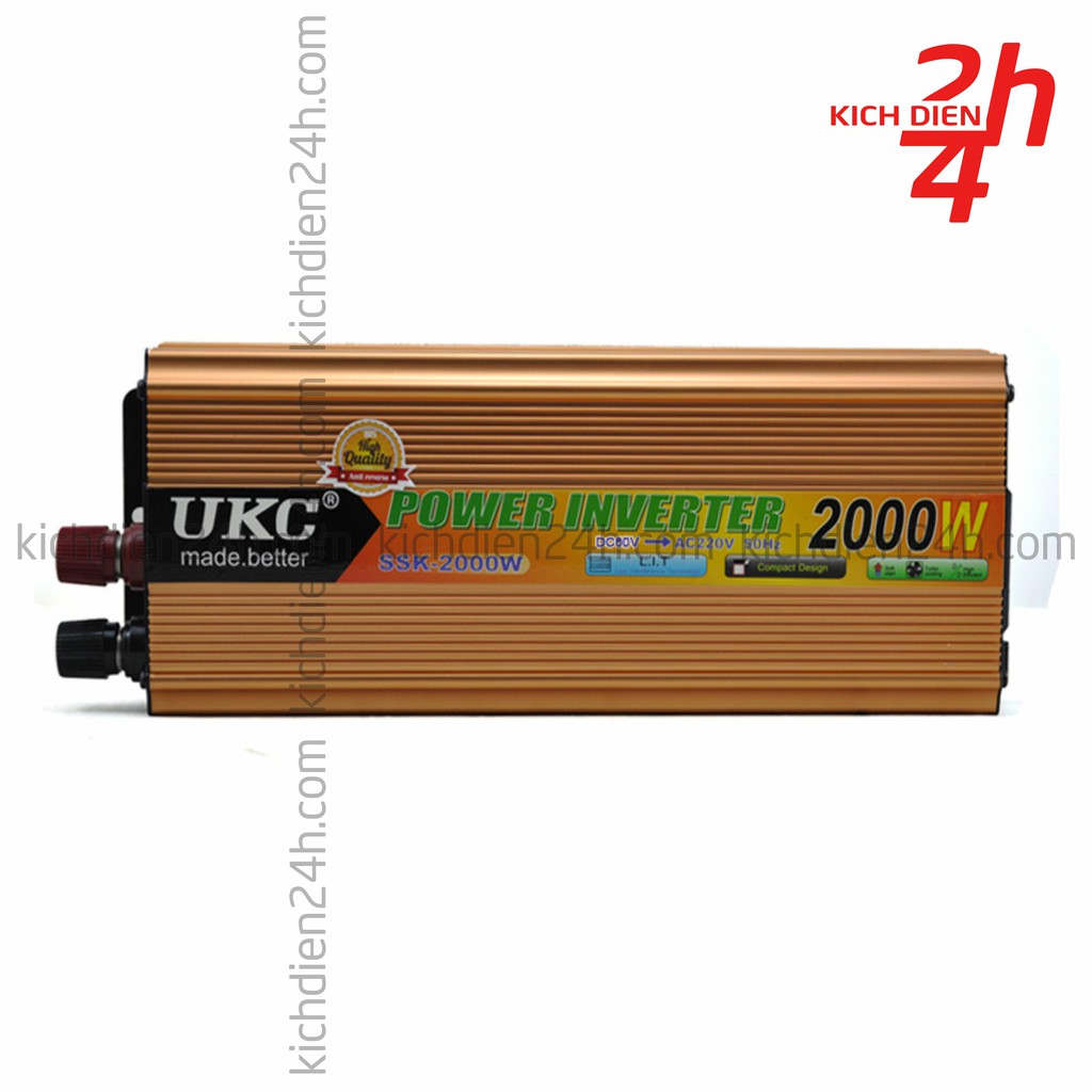 Bộ kích điện UKC 60V lên 220V 2000W - Công suất thực 1400-1500W, chuẩn 50Hz - Chuyên dùng cho xe điện