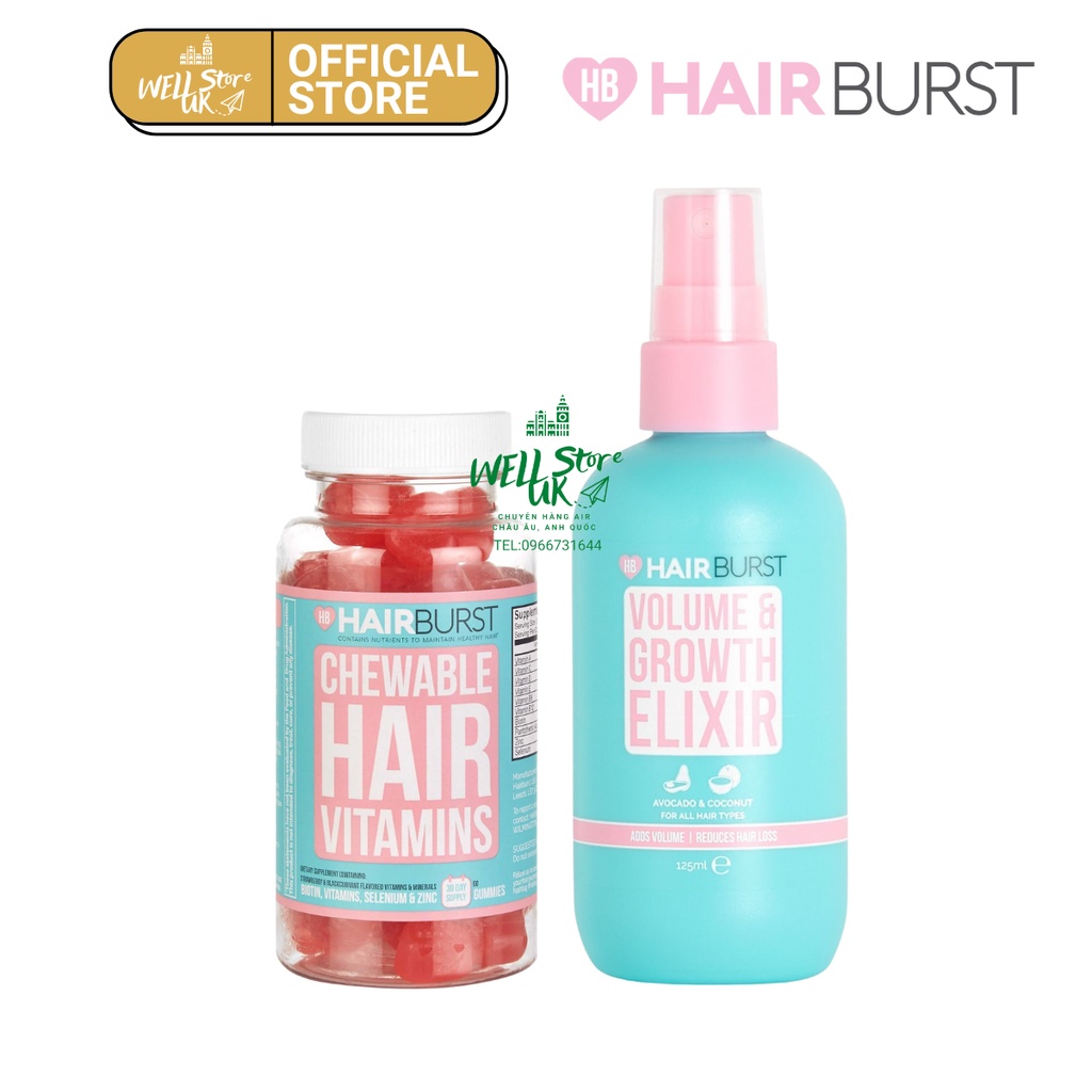 COMBO KẸO DẺO VITAMINS VÀ XỊT TÓC HAIR.BURST CHO MÁI TÓC DÀY ĐẸP