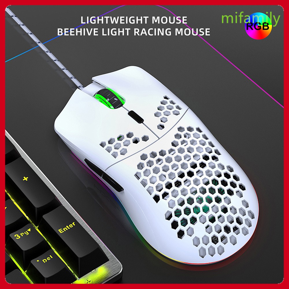 Chuột Gaming Hxsj J900 Có Dây Usb Rgb Và Đèn Led Dpi Màu Trắng Có Thể Điều Chỉnh