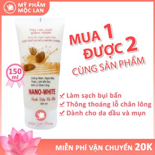 Sữa rửa mặt ngừa mụn, giảm nhờn chiết xuất cà phê và tinh dầu Jojoba - Sữa rửa mặt Nano White 150ml - Mỹ phẩm Mộc Lan