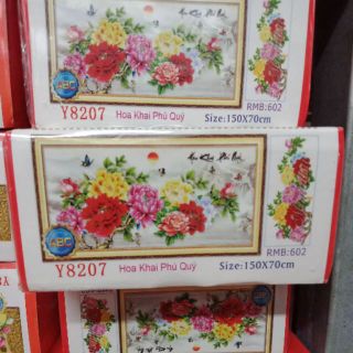 Tranh đính đá hoa mẫu đơn hoa khai phú quý y8207 (150*70)