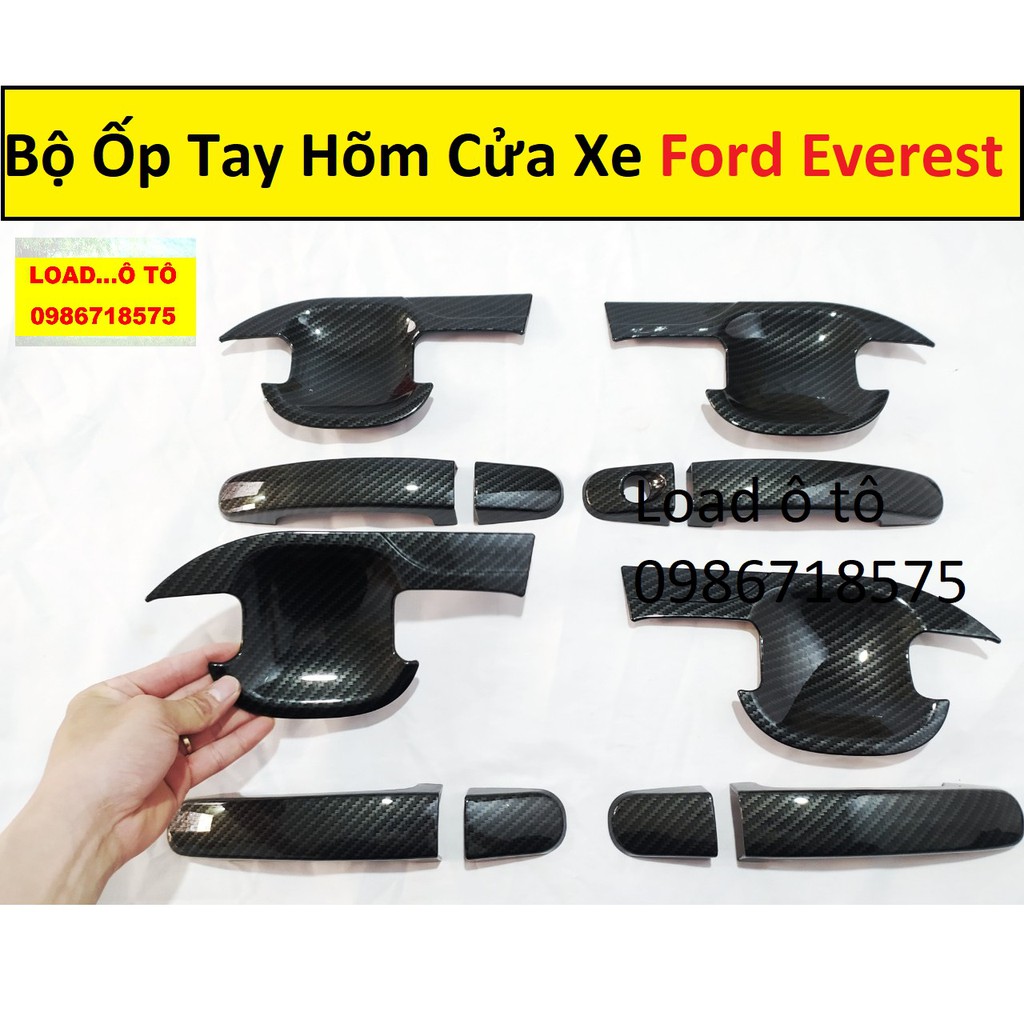 Ốp Tay Nắm, Hõm Cửa Carbon Xe Ford Everest 2022-2018 Mẫu Vân Carbon Cao Cấp