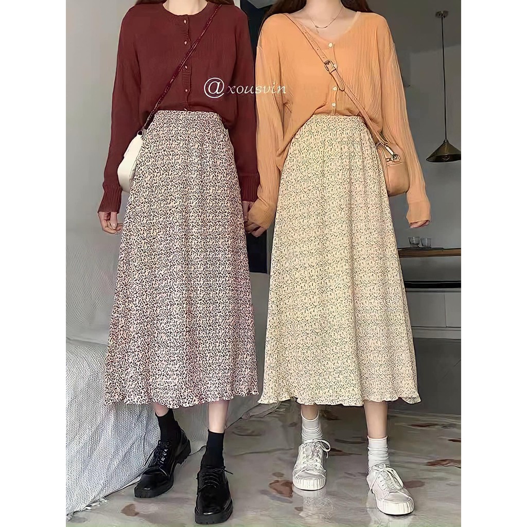 CHÂN VÁY HOA NHÍ VINTAGE VẢI NHĂN,HỌA TIẾT ĐỘC LẠ 50