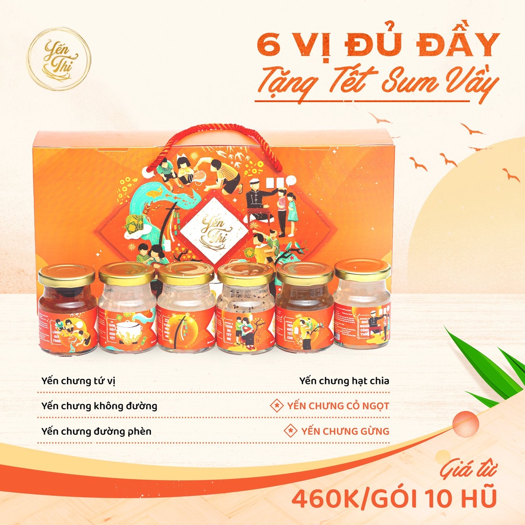 [Hộp quà Tết] [Hộp 6] Gói đủ vị - Yến Thị - Yến sào (30%)
