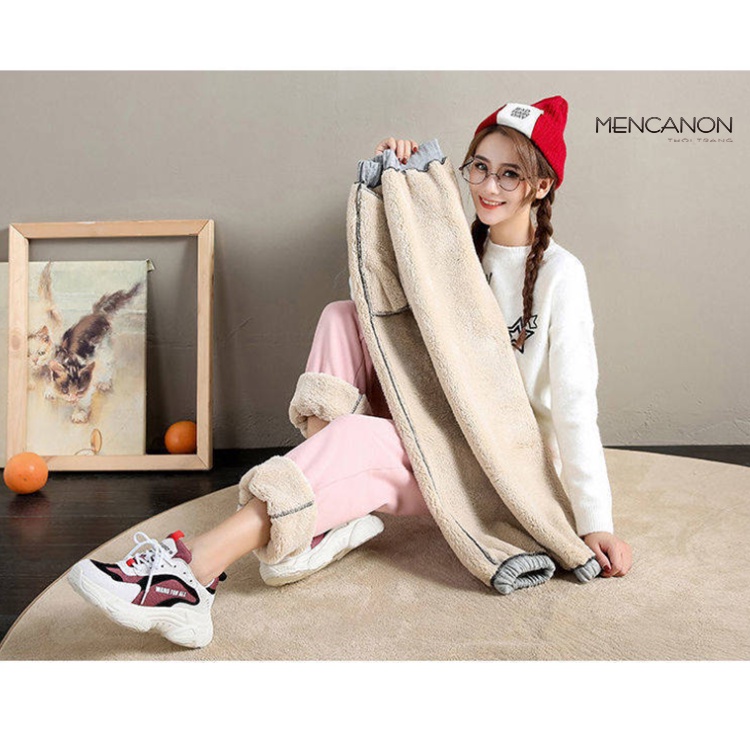Quần jogger lót lông cừu màu đen, màu hồng cực ấm cho mua đông năm nay- hàng Quảng Châu loại 1