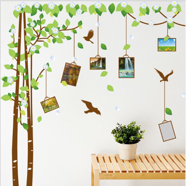 Decal trang trí tường - Cây PHOTO hoa lá 02 ( 3 TẤM )