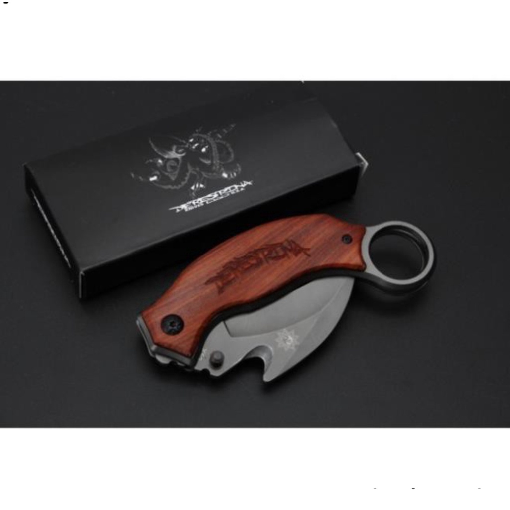 Dao Phượt Gấp karambit X52 Báng Gỗ