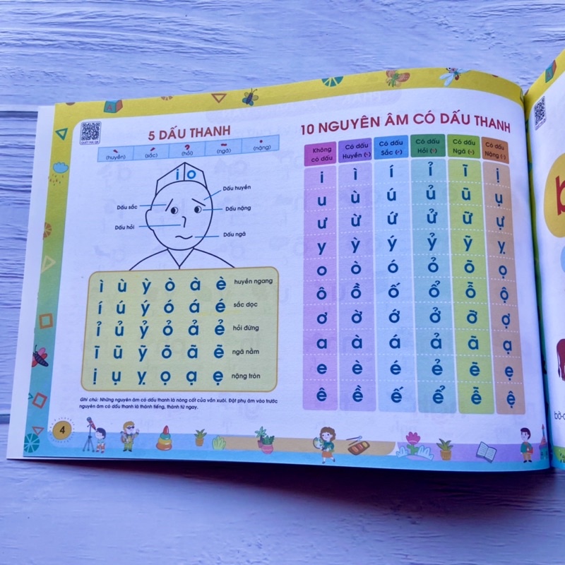 Sách Tập đánh vần Tiếng Việt Phiên bản 5.0 kèm file đọc quét mã QR và hướng dẫn ghép vần phù hợp với bé 4-6 tuổi