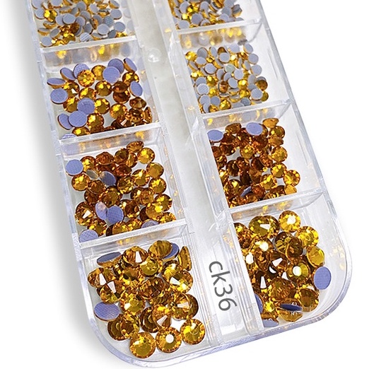 Khay Đá Nail Chân Keo Màu Vàng Mix Size Chính Hãng Trang Trí Móng ANGELICA CK36