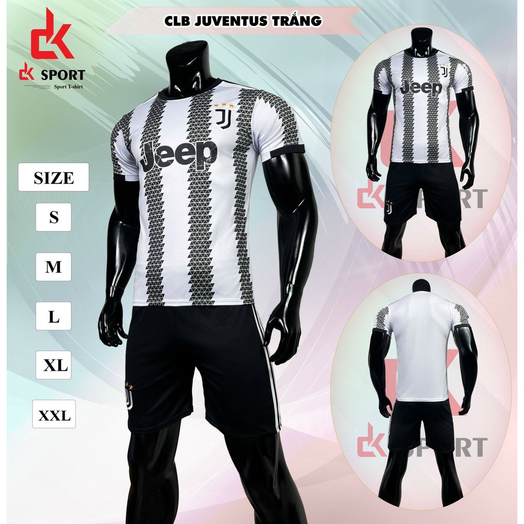 Bộ quần áo đá banh Juventus Sọc trắng đen 2023 dk