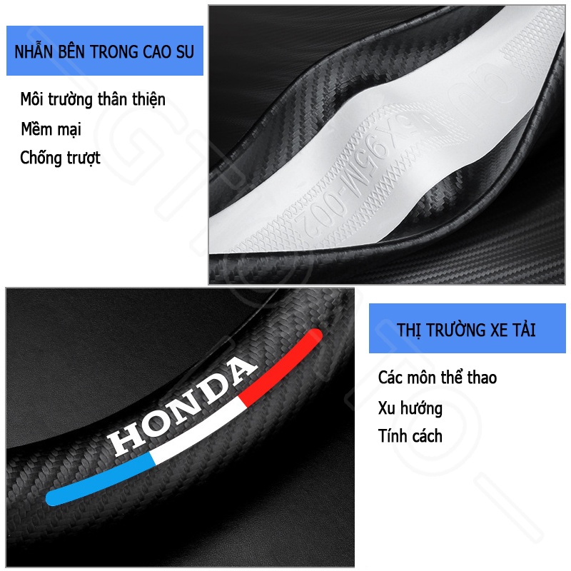GTIOATO BọC Vô LăNg Da Bọc Vô Lăng Ô Tô BọC Vô LăNg Cacbon Vô LăNg Xe Ô Tô Trang Trí NộI ThấT Ô Tô Phụ KiệN Xe HơI Cho Honda City Brio Civic Jazz CRV HRV Accord