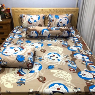 Bộ drap thun❤️FREESHIP❤️ga thun lạnh-drap thun Hàn Quốc mẫu Doraemon mới( 1 ga, 3 áo gối)