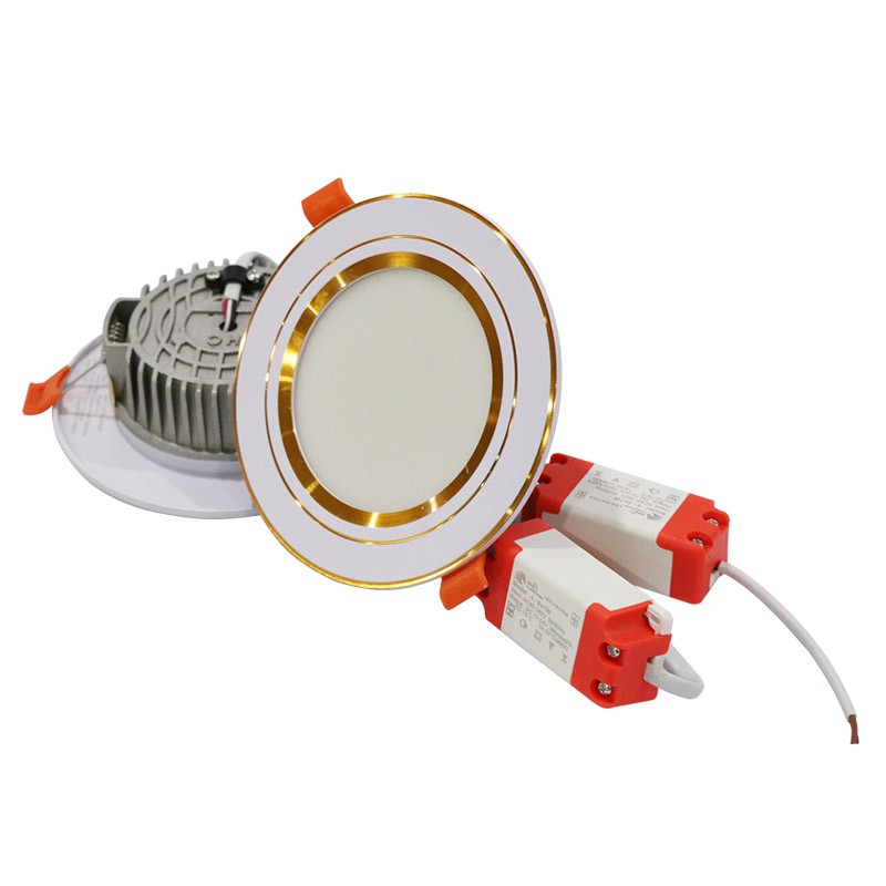 Đèn âm trần đế đúc 7w, 3 chế độ sáng , đèn downlight phi 90 viền vàng/bạc bảo hành 1 năm, lỗi 1 đổi 1