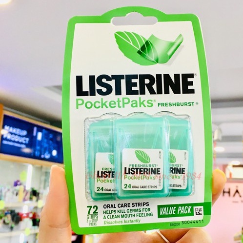 Combo 3 hộp Miếng Ngậm Thơm Miệng Listerine 24 miếng (Kẹo lá ngậm thơm miệng Cool Mint / Fresh)