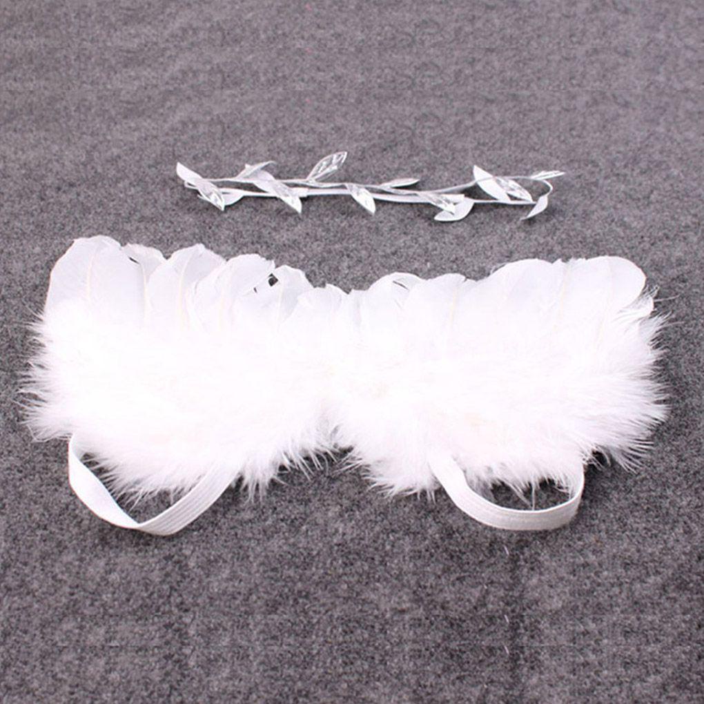 Băng Đô Cài Tóc Hình Cánh Lá Phối Lông Vũ Có Thể Tái Sử Dụng Cho Bé Sơ Sinh Chụp Ảnh