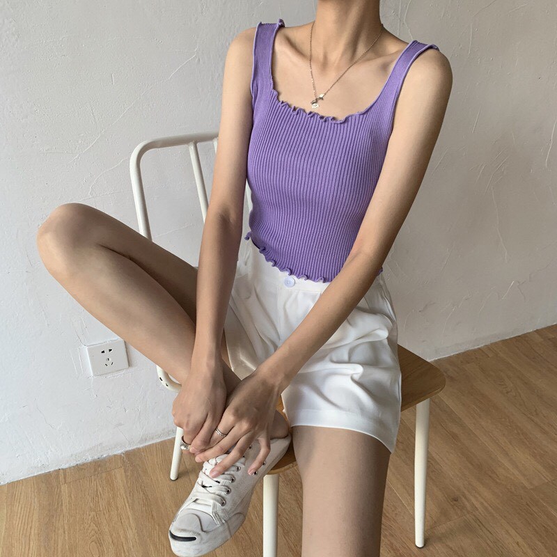 áo hai dây bản to chất liệu len dệt kim 0700