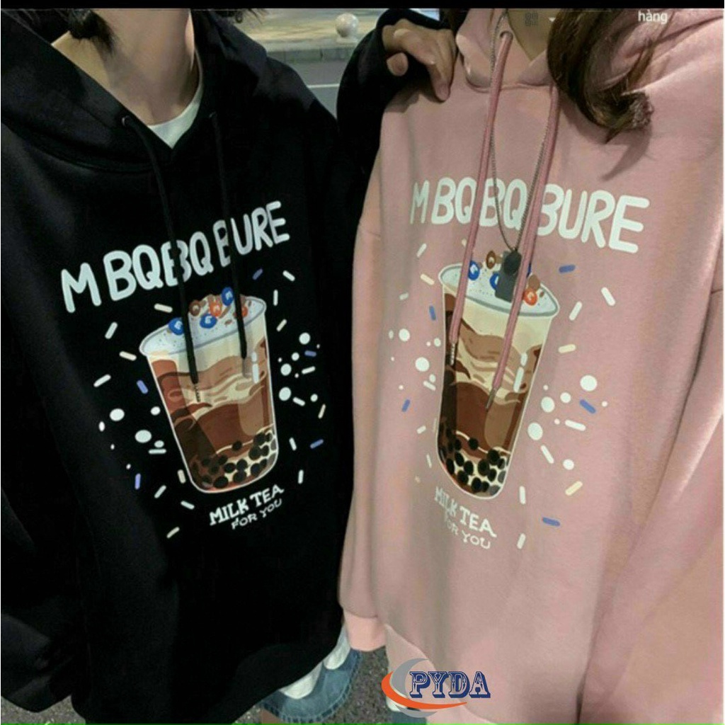 Áo hoodie PE in ly trà sữa
