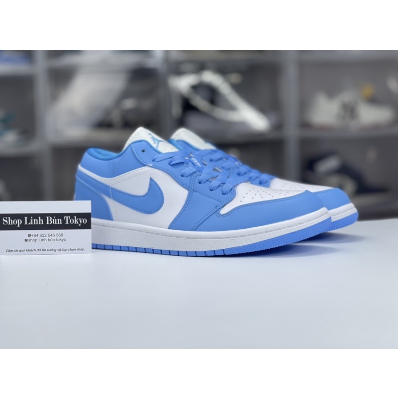 Giày Sneaker Cổ Thấp Xanh trăng unc  kèm phụ kiện