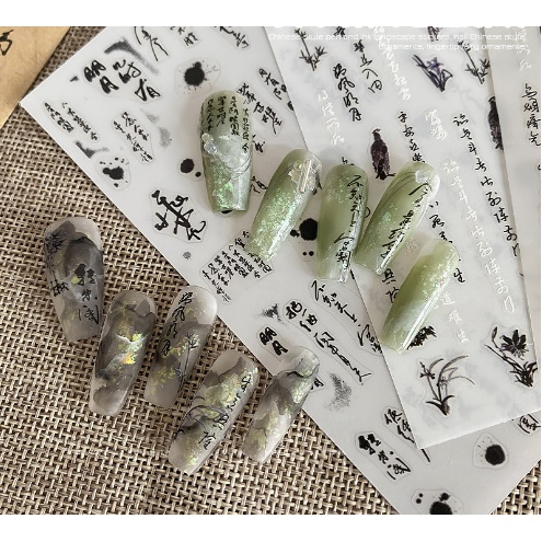 Sticker Chữ Hán Trang Trí Nail