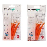 Bàn chải kẽ răng Okamura dạng chữ L gói 6 chiếc 0,8mm màu cam