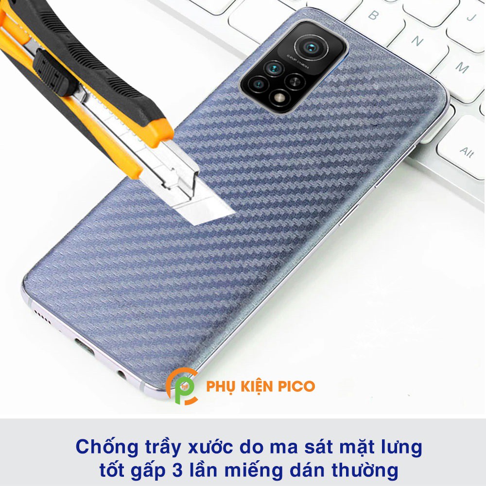 Dán lưng Mi 10T Pro trong suốt nổi vân Carbon 3D tản nhiệt tốt - Dán lưng vân Carbon Xiaomi Mi 10T Pro