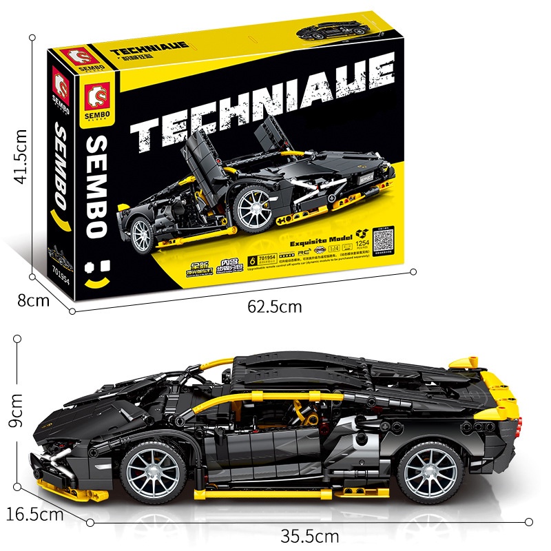 Đồ Chơi Lắp Ráp Mô Hình Siêu Xe TECHNIC Lamborghini Aventador Black Gold RC 701954 Với 1254 PCS
