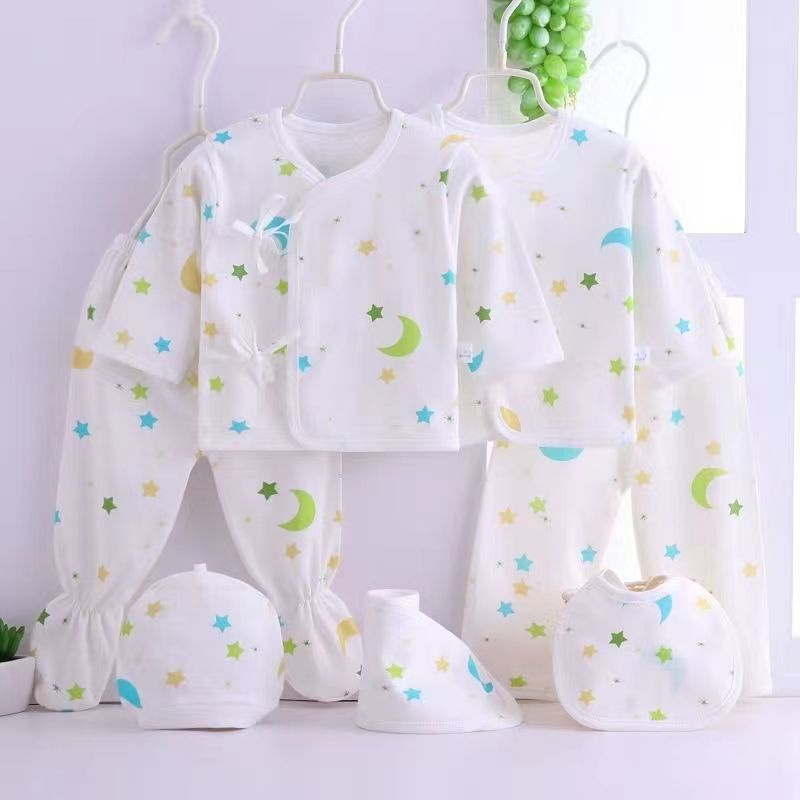 Hộp Quà Tặng 7 Món Đồ Lót Vải Cotton Thời Trang Xuân Thu Cho Bé Sơ Sinh 0 Tháng Tuổi