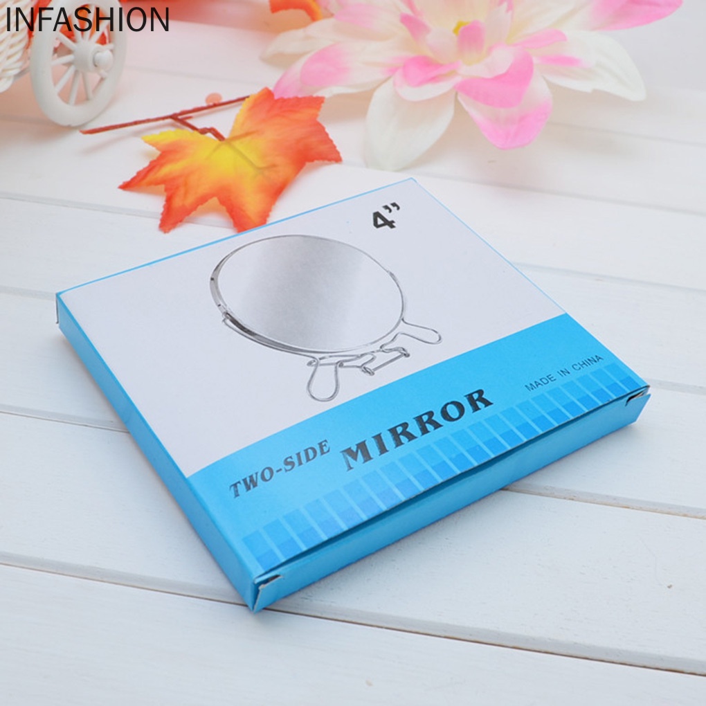 [Hàng mới về] Gương trang điểm hình tròn 4&quot; xoay 360 độ có khung thép không gỉ chuyên dùng