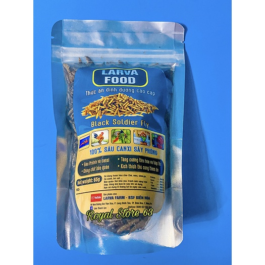 Sâu canxi sấy khô thức cho cá, chim, các loại Larva Food Black Soldier Fly